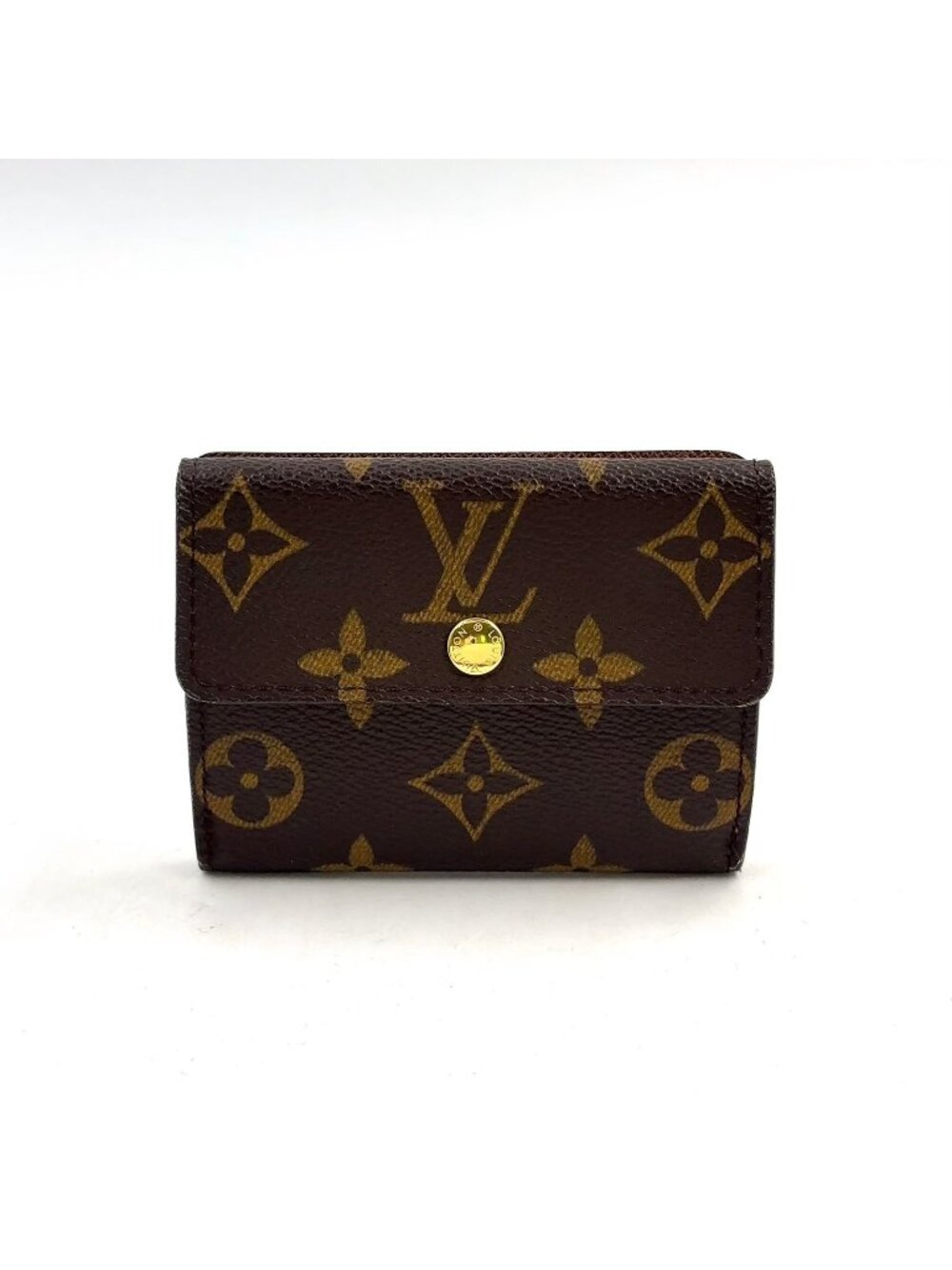 Louis Vuitton Ludlow Monogram Leather Brown Coin Purse Gold